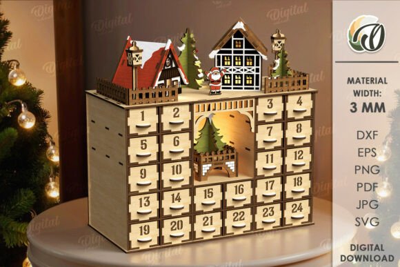 Download 3D Christmas Advent Calendar Laser Cut - Advent calendar Collection